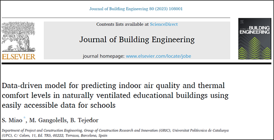 El projecte IAQ4EDU ha desenvolupat un nou model predictiu per a l'avaluació de la qualitat de l'aire interior i el confort tèrmic