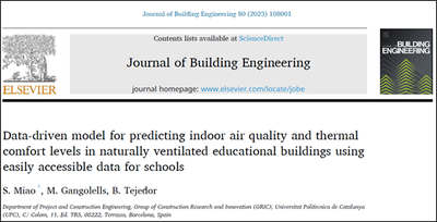 El projecte IAQ4EDU ha desenvolupat un nou model predictiu per a l'avaluació de la qualitat de l'aire interior i el confort tèrmic