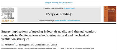 El projecte IAQ4EDU ha realitzat un estudi  sobre les imlicacions energètiques de les estratègies de ventilació a les escoles mediterrànies