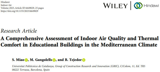 Results obtained from the monitoring campaign of the IAQ4EDU project has been officially published